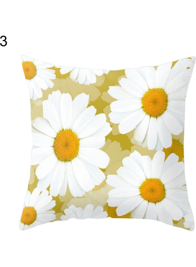 NIBEMINENT Floral Printed Cushion Cover White/Yellow