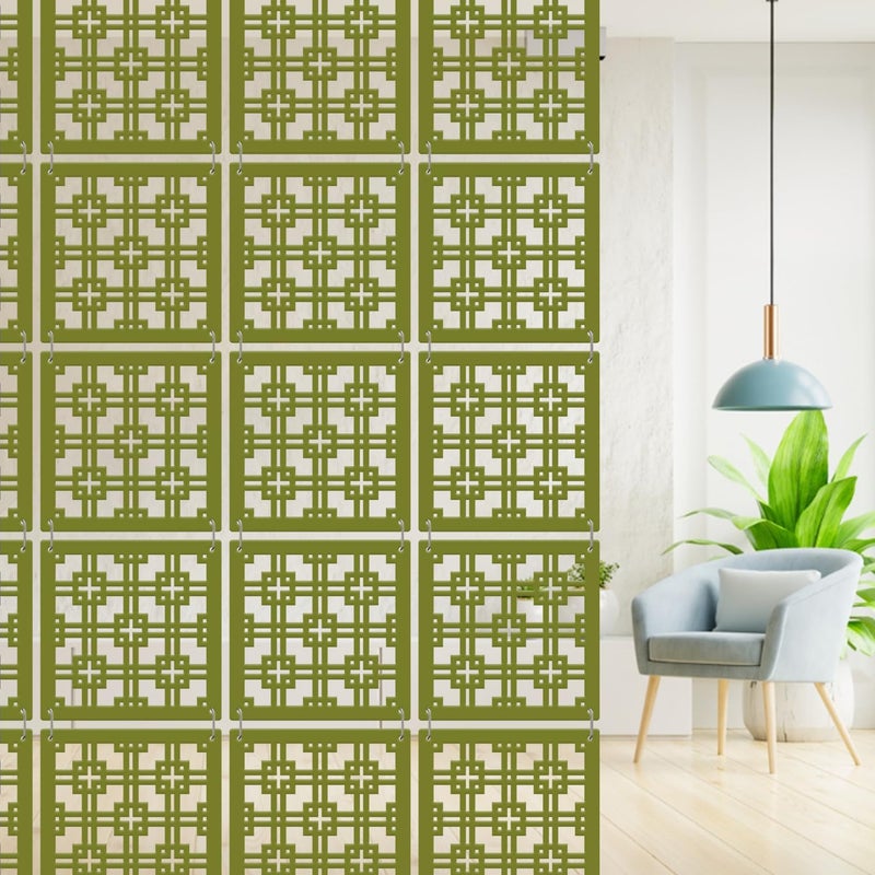 Olive Tree Olive Tree 12Pcs Hanging Room Divider Panel Modern Hanging Screen Partition for Home Decoration Living Room 115 x 115 12 PanelsOTD9096  - Image 1