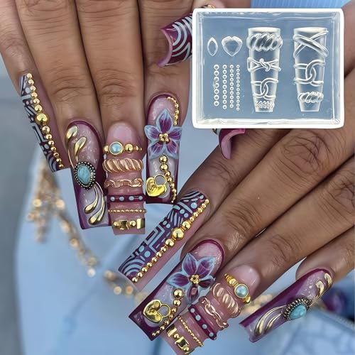 BHCCXZ 5pcs 3D Chain Rope Gel Nail Art Mold Arts Resin Beaded Molds for Accessories Supplies Belt Silicone Tools Nails - Image 3