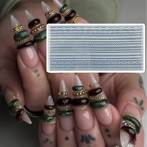 BHCCXZ 5pcs 3D Chain Rope Gel Nail Art Mold Arts Resin Beaded Molds for Accessories Supplies Belt Silicone Tools Nails - Image 2
