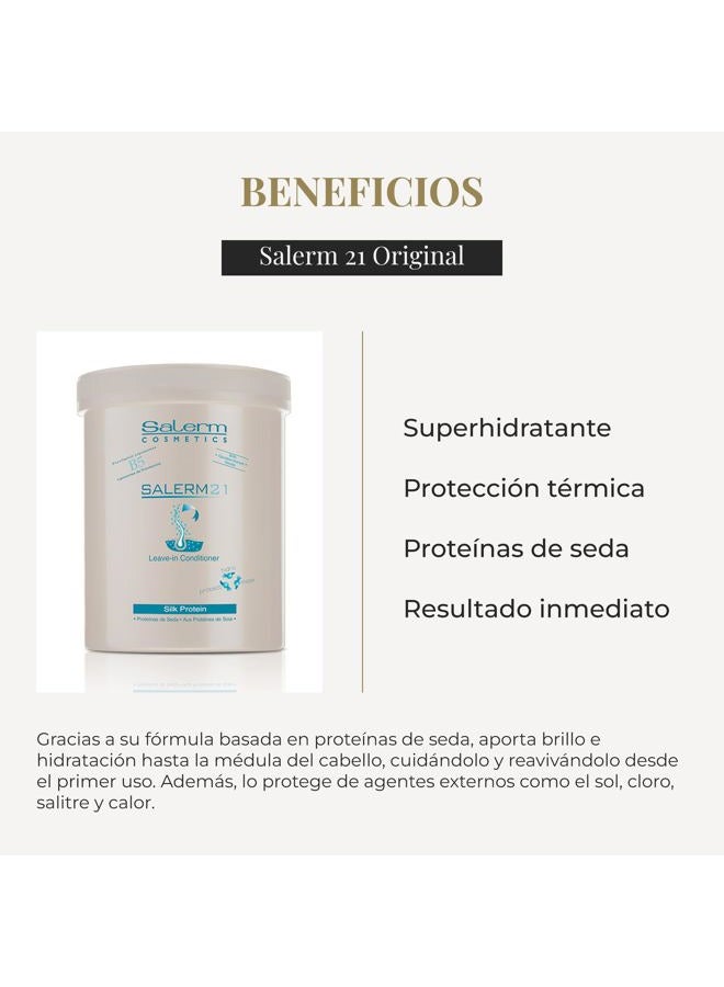 Salerm Cosmetics بلسم شعر فوري 21 بروتين حرير - 1000 مل - بلسم يُترك أو يُشطف - مع بروتينات الحرير - واقي حراري ومرطب - Image 3