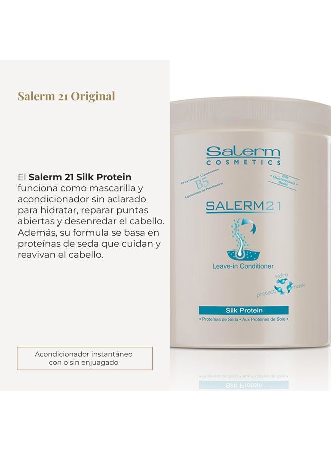 Salerm Cosmetics بلسم شعر فوري 21 بروتين حرير - 1000 مل - بلسم يُترك أو يُشطف - مع بروتينات الحرير - واقي حراري ومرطب - Image 2