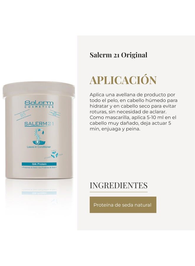 Salerm Cosmetics بلسم شعر فوري 21 بروتين حرير - 1000 مل - بلسم يُترك أو يُشطف - مع بروتينات الحرير - واقي حراري ومرطب - Image 4