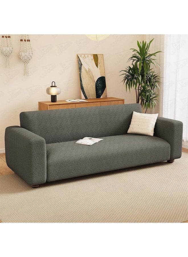 Lukzer غطاء أريكة لوكزر 5 مقاعد بنمط متاهة رمادي داكن باهت | 240 جرام لكل متر مربع ملائم عالميًا من قماش جاكار 3+1+1 لحماية الأريكة | غطاء أريكة مضاد للانزلاق وقابل للغسل (SC-104-05) - Image 1