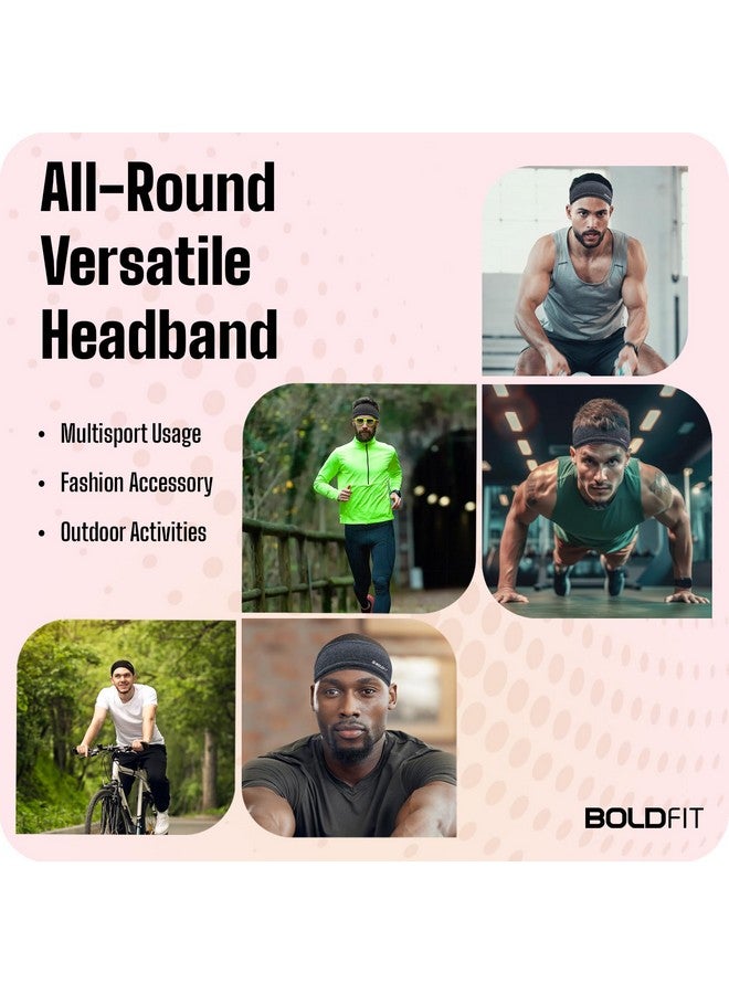 بولد فيت عصابة رأس Boldfit للرجال، عصابة رأس رياضية للرجال والنساء، عصابة شعر للصالة الرياضية للرجال للتمرين والجري - عصابة رأس قابلة للتنفس ومضادة للانزلاق وسريعة الجفاف للشعر الطويل (مجموعة من 3 قطع) - Image 3