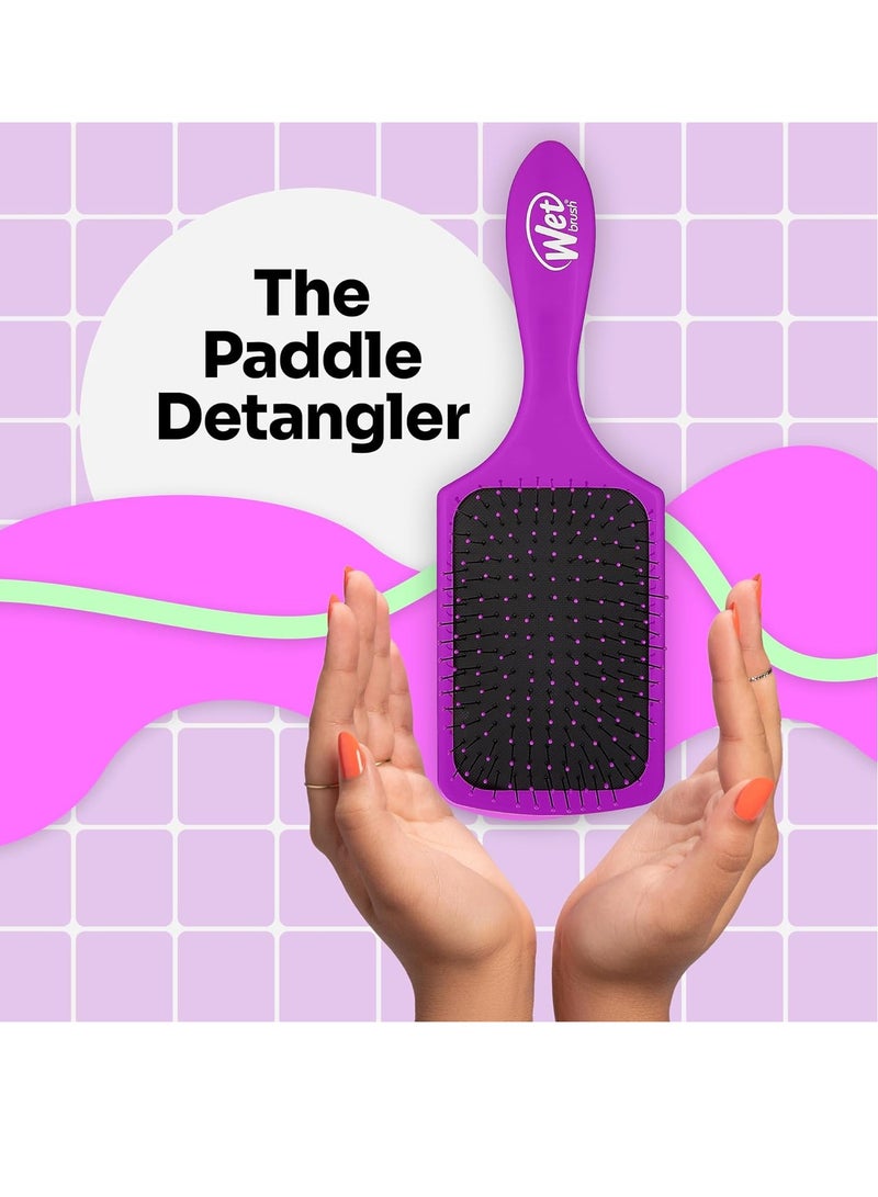 Wet Brush Wet Brush Paddle Detangler Hair Brush, Purple - Ultra-Soft IntelliFlex Detangling Bristles with AquaVent Design - Spread Hair Treatments Evenly - Pain-Free Hair Brush For Women, Men, Wet And Dry Hair - Image 4