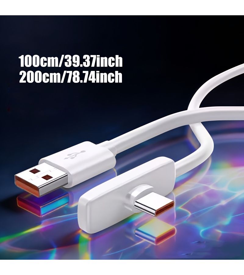 120W Max 6A Fast Charging Cable 90 Degree Right Angle USB C Data Cable Compatible with iPhone iPad MacBook Samsung Xiaomi Huawei 2m 78 7inch - Image 2