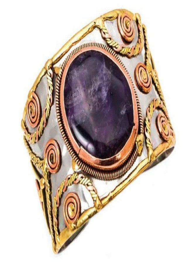 Anju Mixed Metal Amethyst Cuff Bracelet for Women