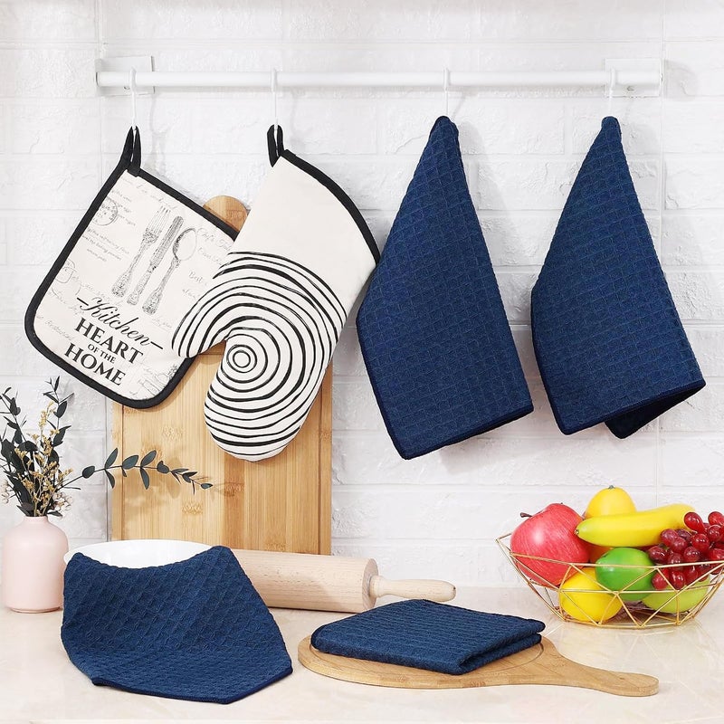 Homaxy Microfiber Waffle Weave Kitchen Dish Cloths, 12 x 12 Inch Ultra Absorbent and Solid Color Dish Towels for Kitchen Fast Drying Dishcloth for Washing Dishes, 6 Pack, Navy Blue - Image 5