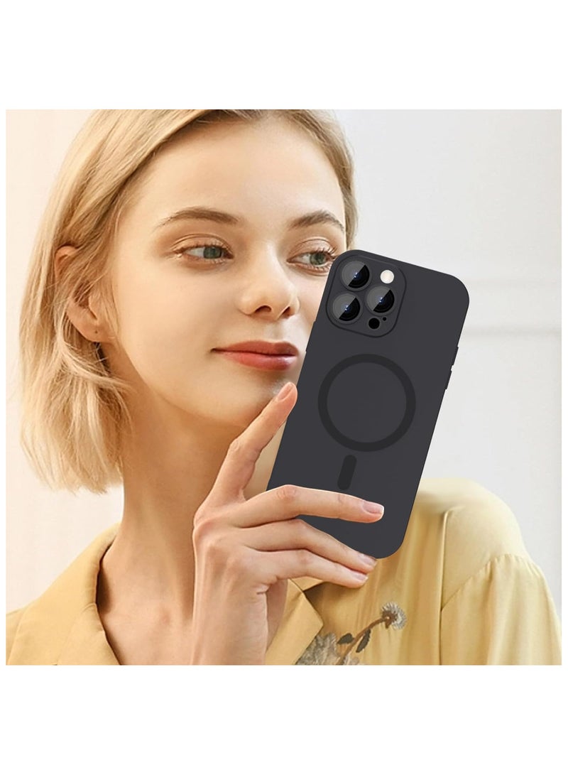 Magnetic case for iPhone 12 Pro Max Phone Case for Women, Matte Luxury Soft Metallic Luster Design with Camera Lens Protector, Compatible with Magsafe Case for iPhone 12 Pro Max 6.7"-Black - Image 5