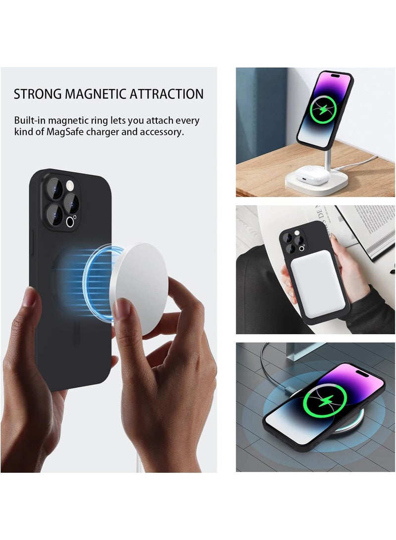 Magnetic case for iPhone 12 Pro Max Phone Case for Women, Matte Luxury Soft Metallic Luster Design with Camera Lens Protector, Compatible with Magsafe Case for iPhone 12 Pro Max 6.7"-Black - Image 2