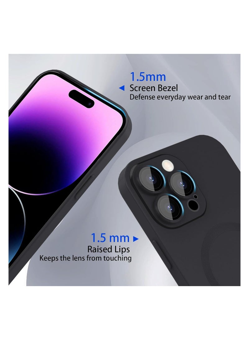 Magnetic case for iPhone 12 Pro Max Phone Case for Women, Matte Luxury Soft Metallic Luster Design with Camera Lens Protector, Compatible with Magsafe Case for iPhone 12 Pro Max 6.7"-Black - Image 3