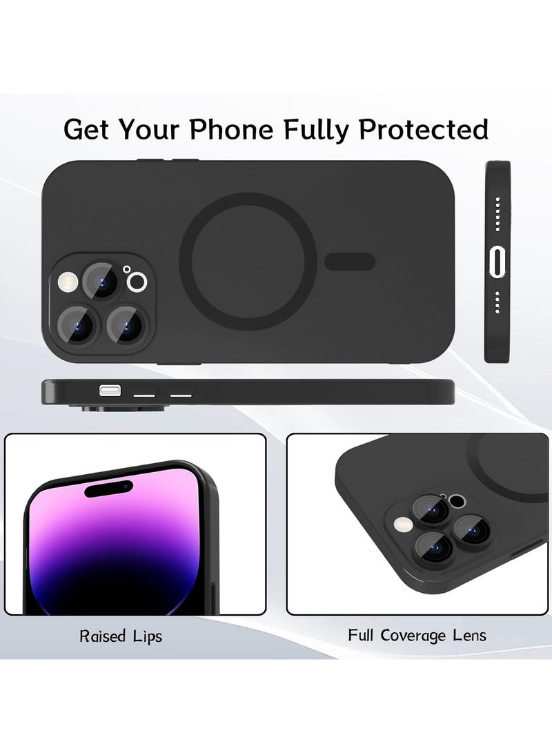 Magnetic case for iPhone 12 Pro Max Phone Case for Women, Matte Luxury Soft Metallic Luster Design with Camera Lens Protector, Compatible with Magsafe Case for iPhone 12 Pro Max 6.7"-Black - Image 4