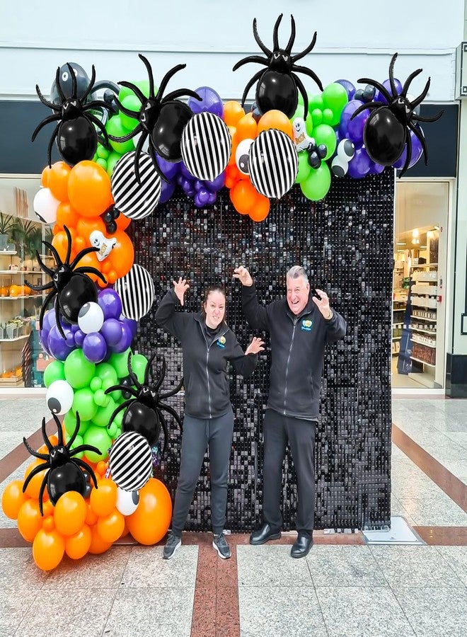 D-Fokes 6 Pcs Halloween Spider Balloons, 33" Giant Black Spider Foil Mylar Balloons, Realistic and Attractive Foil Balloon, For Halloween Party Birthday Haunted House Spooky Decoration Supplies - Image 4