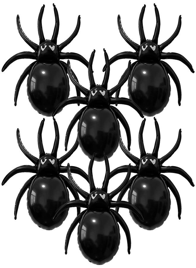 D-Fokes 6 Pcs Halloween Spider Balloons, 33" Giant Black Spider Foil Mylar Balloons, Realistic and Attractive Foil Balloon, For Halloween Party Birthday Haunted House Spooky Decoration Supplies - Image 1