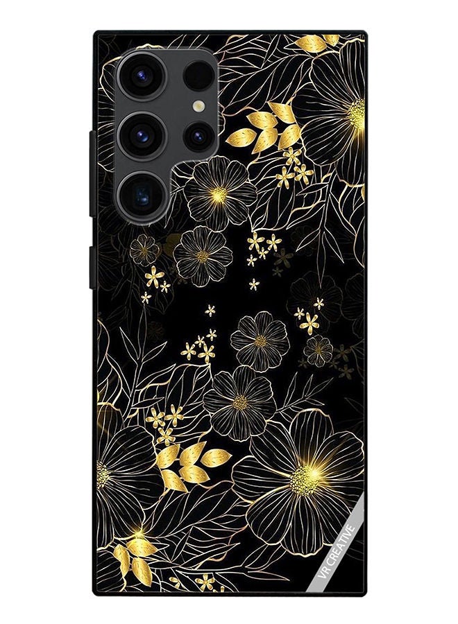 VR CREATIVE Protective Case Cover For Samsung Galaxy S23 Ultra 5G Goldan Flower Design Multicolour - Image 1