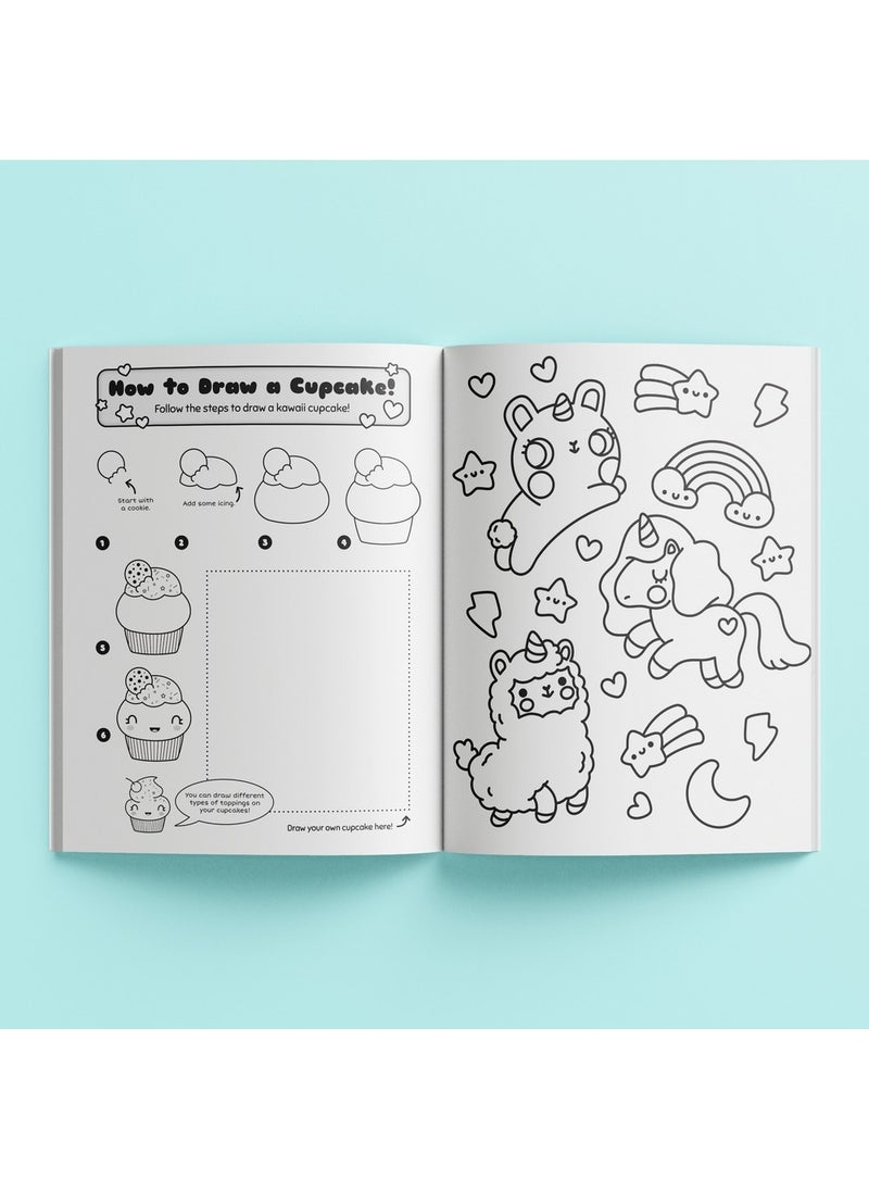 Hinkler طقم تلوين هينكلر كاواي النهائي - طقم تلوين افعلها بنفسك للأطفال يتضمن 5 أقلام تلوين باستيل، 6 أقلام جل صغيرة، 8 أقلام تلوين معطرة، شريط وشي، ورقتين ملصقات وكتاب تلوين مكون من 96 صفحة، تصاميم كاواي لطيفة، أنشطة تلوين ممتعة، طقم فن إبداعي - Image 4