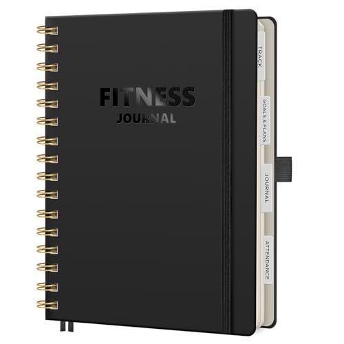 LOAPEM Workout Journal, Fitness Journal for Women & Men, A5 Workout Log Exercise, Fitness Trackers Plan Week With Goals, Calendar, Loss Weight Diet Training, Progress, Gym & Home Workouts (Black) - Image 1