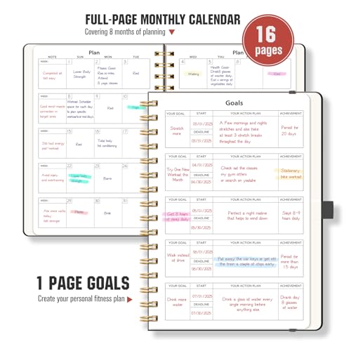 LOAPEM Workout Journal, Fitness Journal for Women & Men, A5 Workout Log Exercise, Fitness Trackers Plan Week With Goals, Calendar, Loss Weight Diet Training, Progress, Gym & Home Workouts (Black) - Image 3