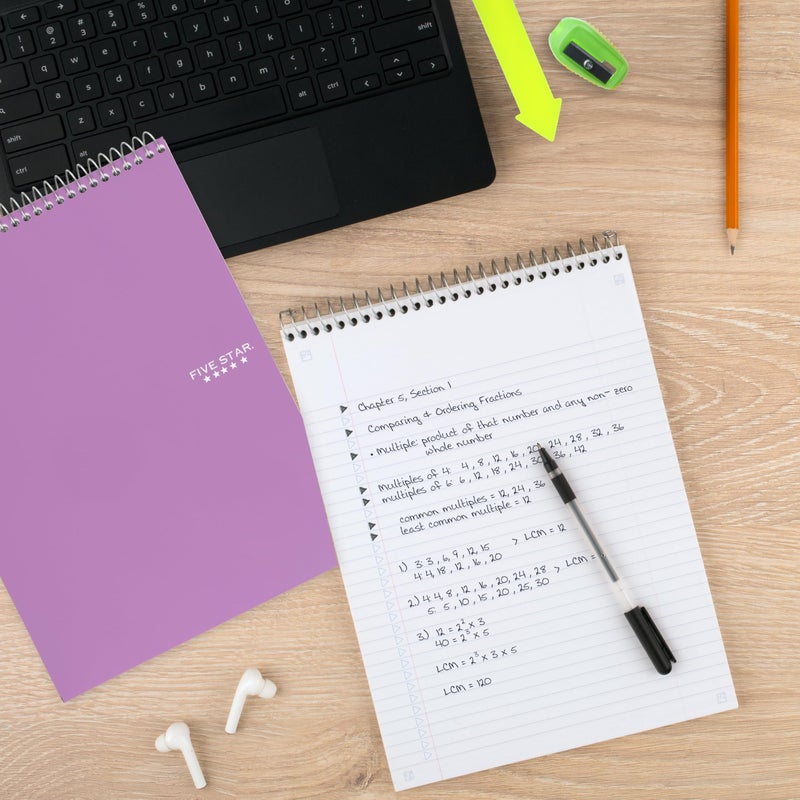 Five Star Top Spiral Notebook + Study App, 1 Subject, College Ruled Notepad, 8-1/2" x 11", 100 Sheets, Fights Ink Bleed, Water Resistant Cover, Amethyst Purple (820058B-ECM) - Image 3