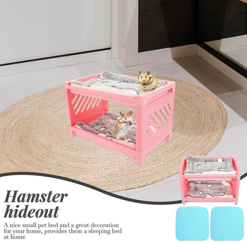 GALPADA Small Pet Bed for Hamsters and Bunnies, Detachable Multi-Function Chinchilla Hideout House with Removable Mat, Household Pet Bed for Guinea Pigs and Hedgehogs, Pink Random Style - Image 3