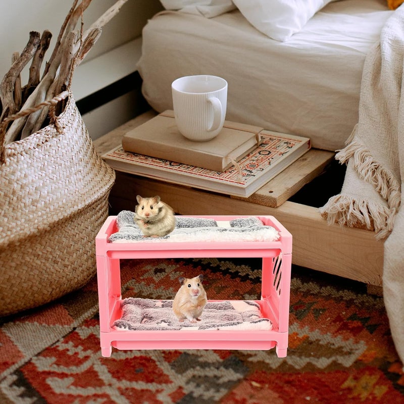 GALPADA Small Pet Bed for Hamsters and Bunnies, Detachable Multi-Function Chinchilla Hideout House with Removable Mat, Household Pet Bed for Guinea Pigs and Hedgehogs, Pink Random Style - Image 4