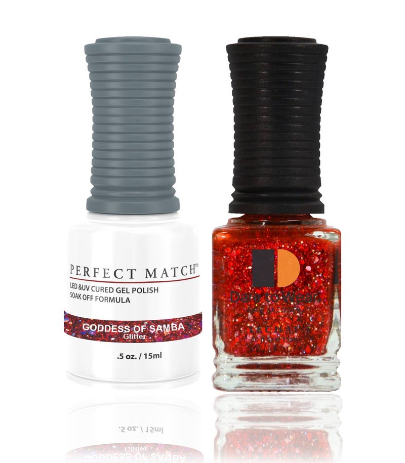 Gel Nail Polish + Nail Lacquer 2x15ml - Perfect Match Gel Nail Polish 15ml Soak Off Long Lasting High Shine UV LED Gel Non Toxic Easy Application Wide Color Range for Manicure and Pedicure Goddess of Samba