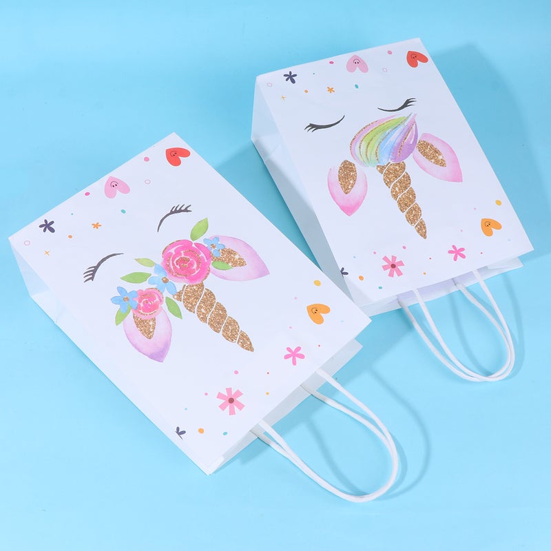 20pcs Kraft Paper Tote Bags Party Gift Bag Colorful Unicorn Favor Present Pouch Candy Storage Bag for Birthday Party - Image 3