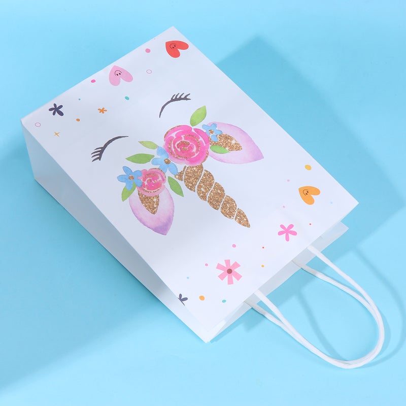20pcs Kraft Paper Tote Bags Party Gift Bag Colorful Unicorn Favor Present Pouch Candy Storage Bag for Birthday Party - Image 5