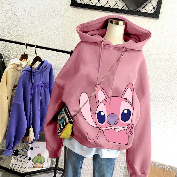 Korean BF Style Hoodie 250g Thickened Fleece for Women Pink  - Image 1