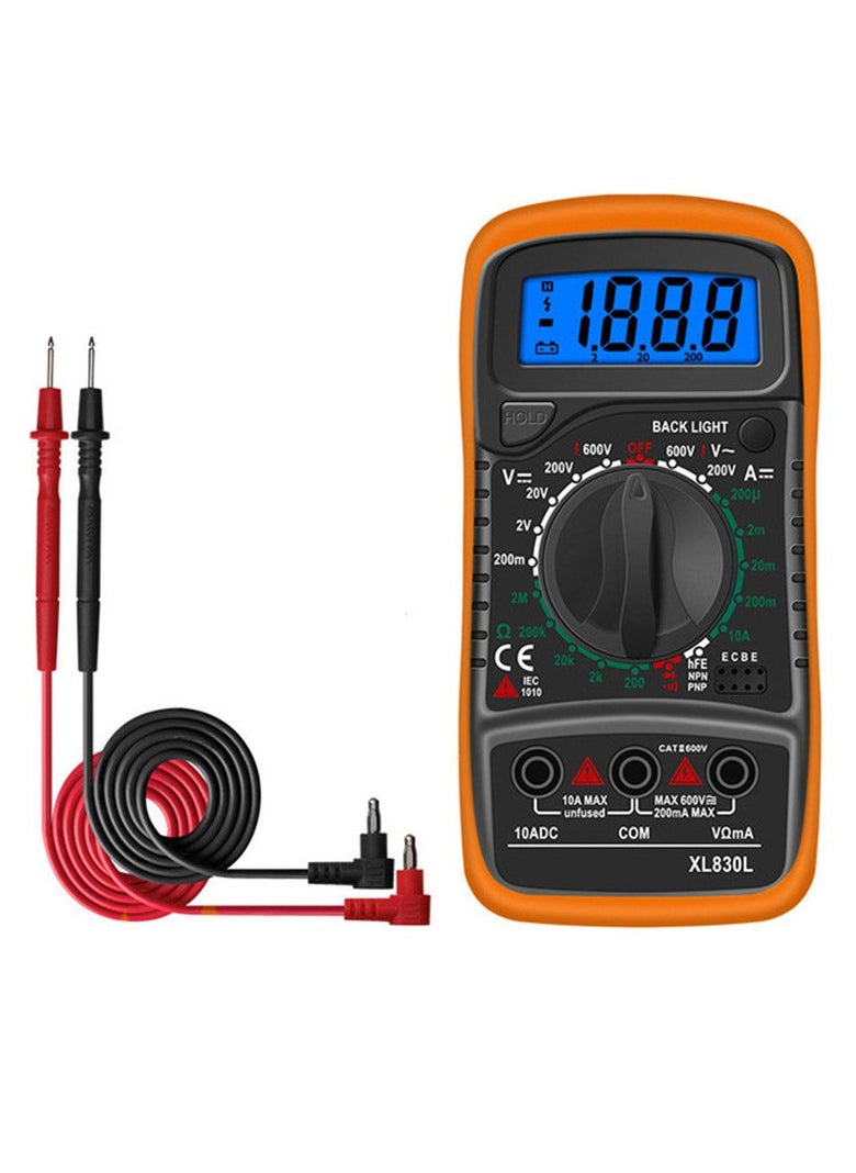 Generic - XL830L High Precision Digital Multimeter, AC/DC Digital Display, Voltage/Current/Resistance/Temperature/Diode/Transistor Test/Continuity with Data Hold - Image 1