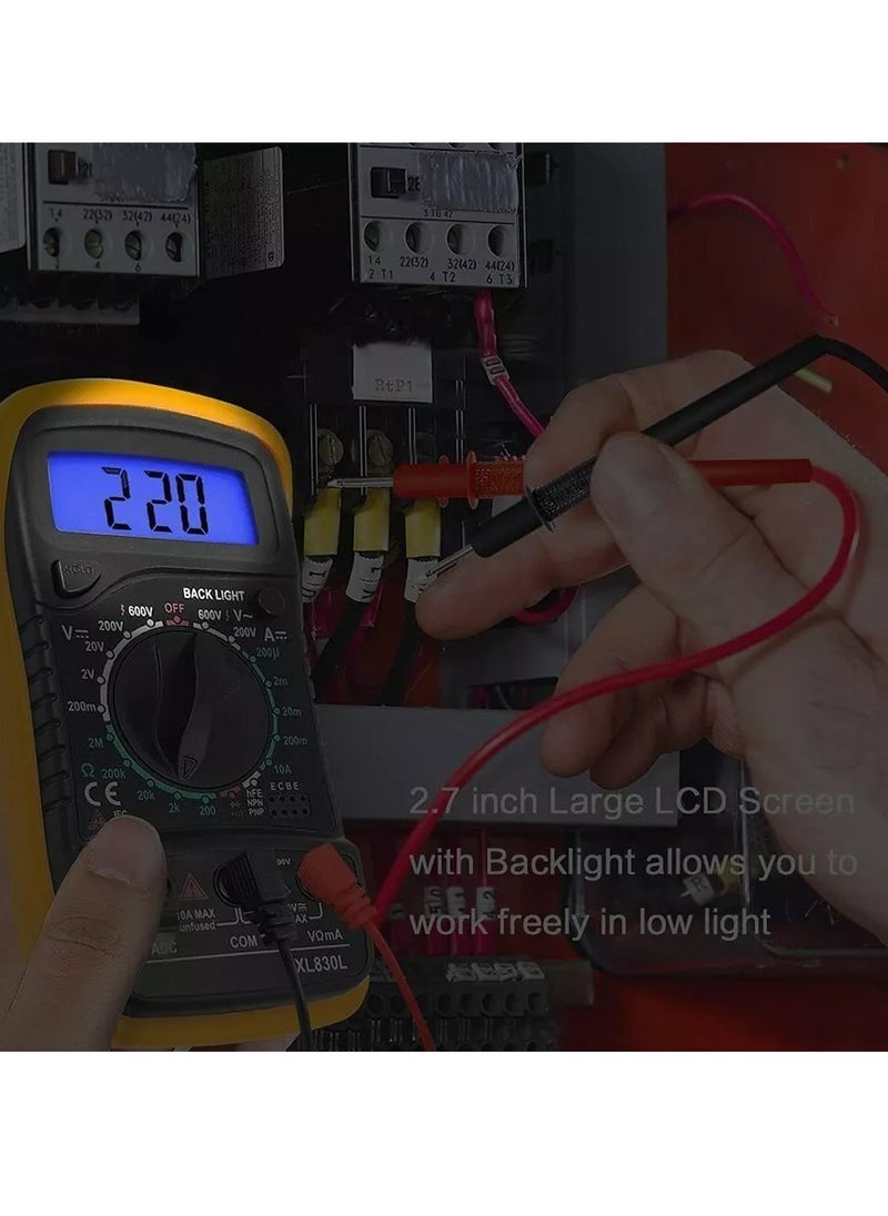 Generic - XL830L High Precision Digital Multimeter, AC/DC Digital Display, Voltage/Current/Resistance/Temperature/Diode/Transistor Test/Continuity with Data Hold - Image 1