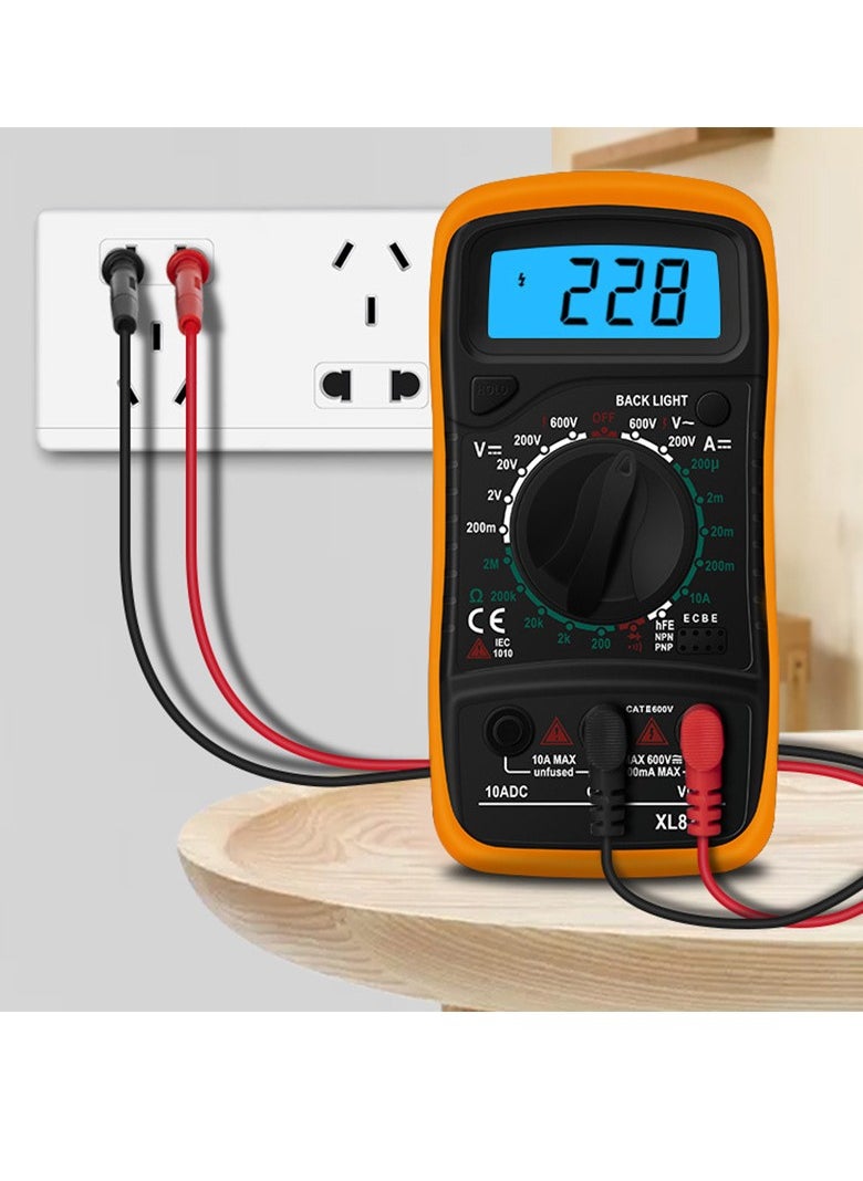 Generic - XL830L High Precision Digital Multimeter, AC/DC Digital Display, Voltage/Current/Resistance/Temperature/Diode/Transistor Test/Continuity with Data Hold - Image 1