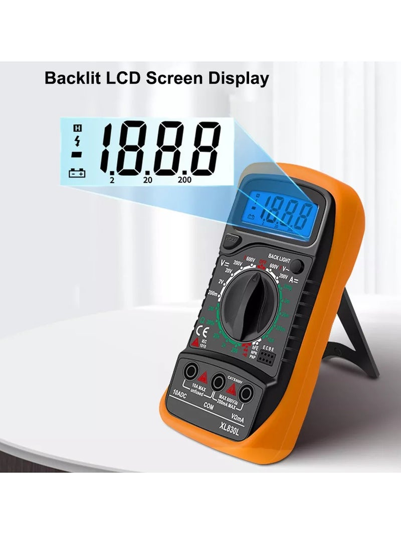 Generic - XL830L High Precision Digital Multimeter, AC/DC Digital Display, Voltage/Current/Resistance/Temperature/Diode/Transistor Test/Continuity with Data Hold - Image 1