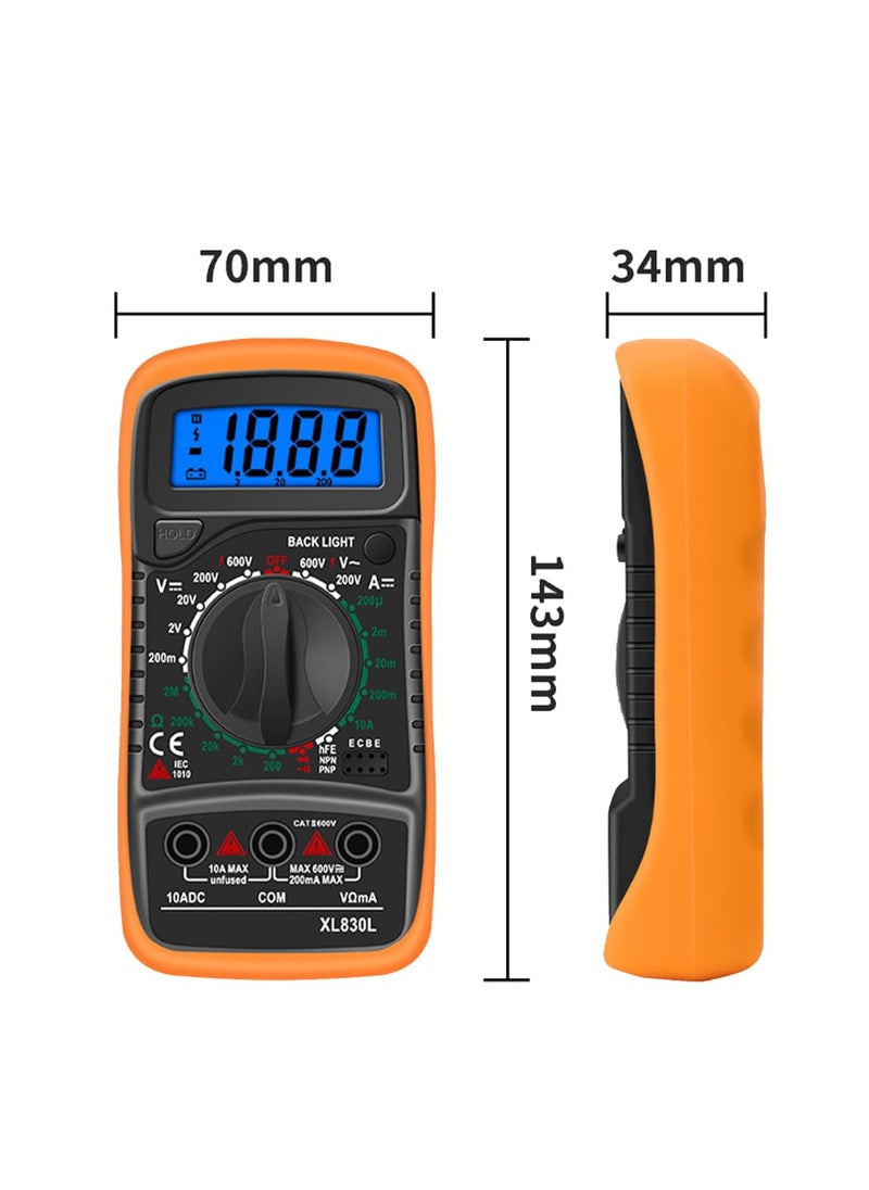 Generic - XL830L High Precision Digital Multimeter, AC/DC Digital Display, Voltage/Current/Resistance/Temperature/Diode/Transistor Test/Continuity with Data Hold - Image 1