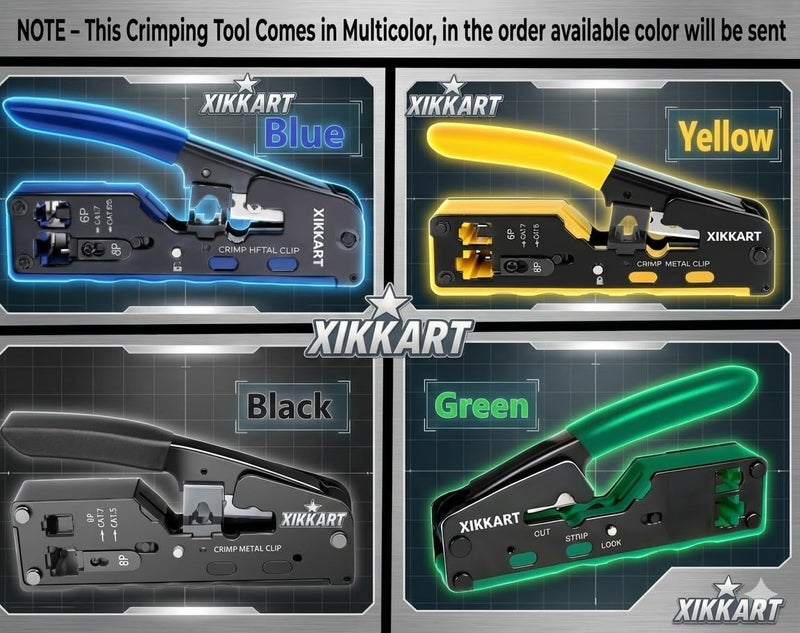XIKKART RJ45 Crimping Tool Kit | Pass Through Ethernet Crimper for Cat7, Cat6, Cat5 | Network Cable Crimping Tool with 20PCS Cat6 Connectors + 20PCS Boots | RJ11 RJ45 Cable Tester With 9V Battery - Image 4