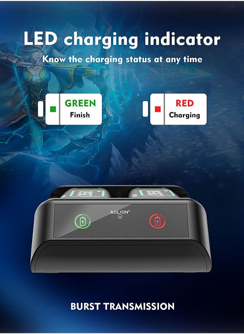 AOLION - Xbox Controller Battery Pack Charger,Rechargeable Battery Pack for Xbox One/Xbox One S/Xbox One X/Xbox One Elite/Xbox Series S/Xbox Series X Controller with 2x2650mAh,LED Indicator - Image 1