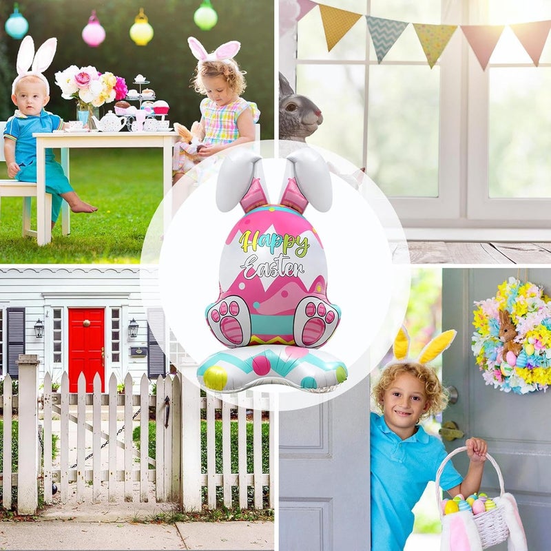 Bunny Balloons,Aluminium Foil Spring Decor | Easter Egg Balloons Party Supplies | for Indoor Outdoor Garden Yard Porch Lawn School Farmhouse Holiday Birthday - Image 4