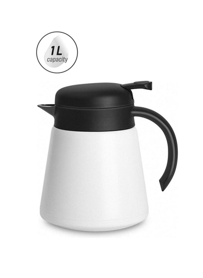 880ml Stainless Steel White Coffee Kettle Thermos Flask - Image 1