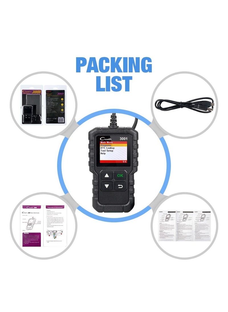 Launch - LAUNCH CR3001 Creader 3001 Code Reader V2.0 Lifetime Free update OBDII/EOBD Read Code Auto Diagnostic Tool DIY OBD Scanner KW590 - Image 1