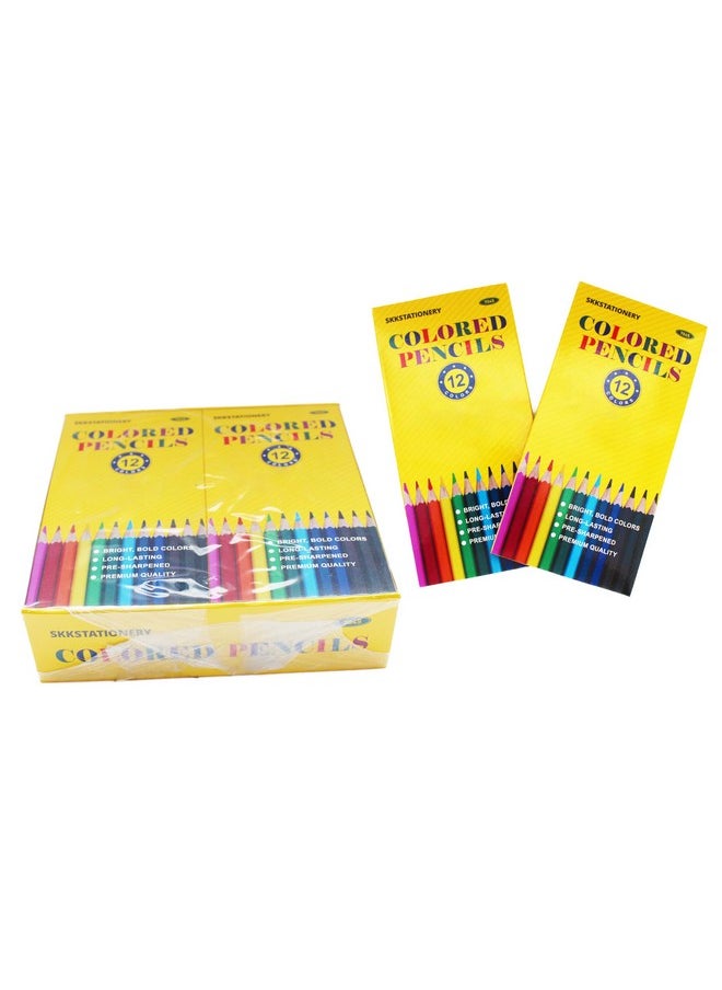 SKKSTATIONERY SKKSTATIONERY 144Pcs Colored Pencils, Pre-sharpened, coloring pencils for adults kids Bulk School Supplies For Teachers 12 Colors, 12pcs/box, Total: 144Pcs.  - Image 1