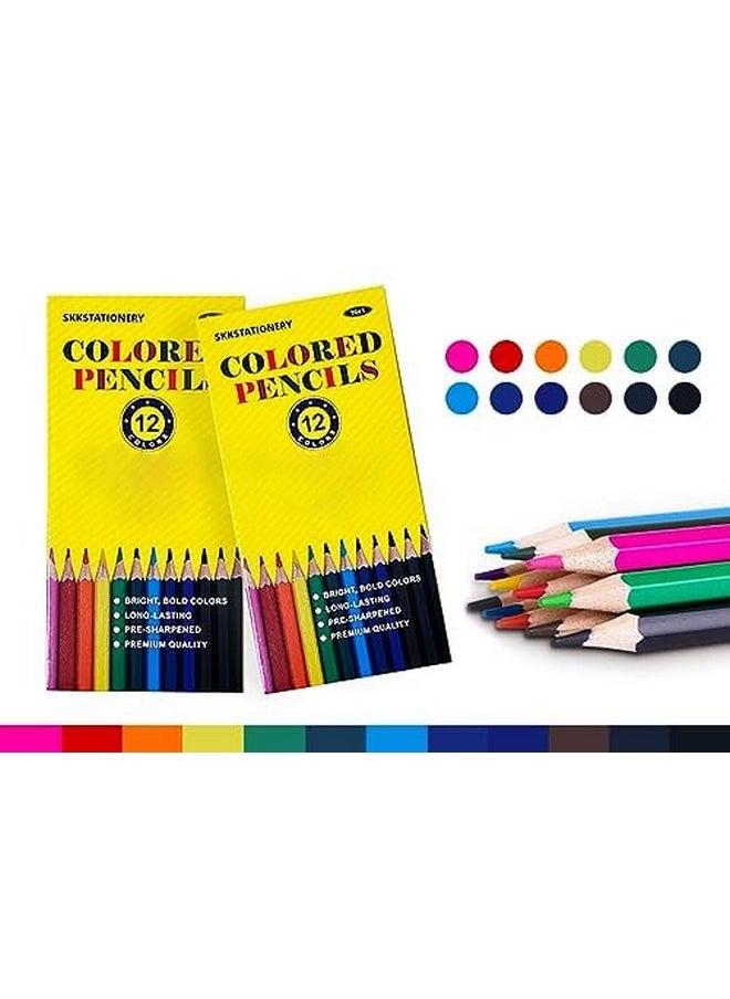 SKKSTATIONERY SKKSTATIONERY 144Pcs Colored Pencils, Pre-sharpened, coloring pencils for adults kids Bulk School Supplies For Teachers 12 Colors, 12pcs/box, Total: 144Pcs.  - Image 2