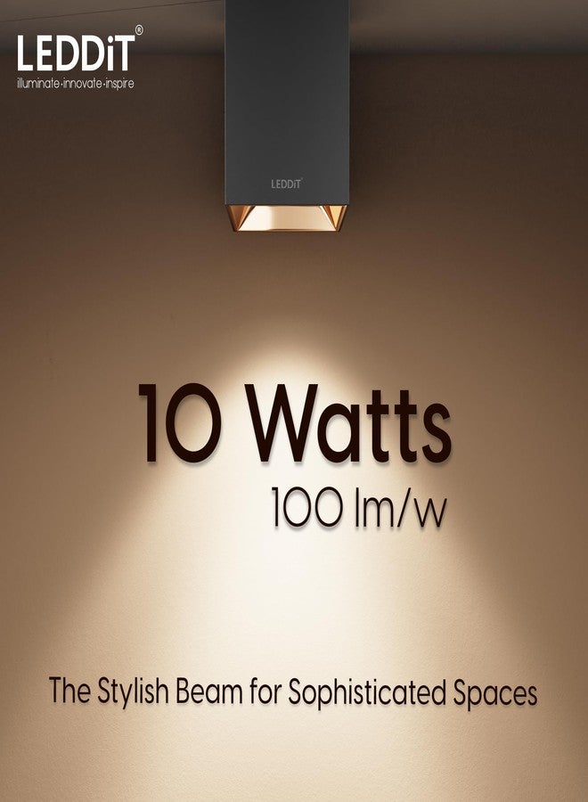 LEDDiT 10W Warm White Square Surface Cylindrical Shape Indoor Ceiling Mounted Spot Light COB Down Light with Aluminium Body - Rose Gold Pack of 2 (with 2 Years Warranty) - Image 3