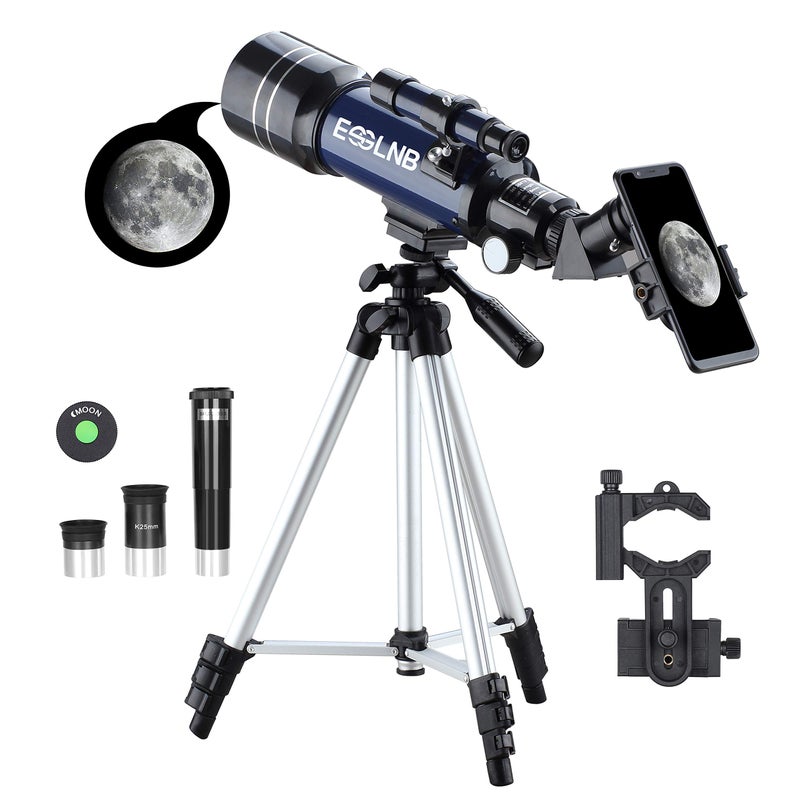 ESSLNB Telescope for Adults 70mm Aperture Refractor Telescopes 15X180X for Astronomy Beginners Portable Travel Telescope with Phone Adapter Adjustable Tripod
