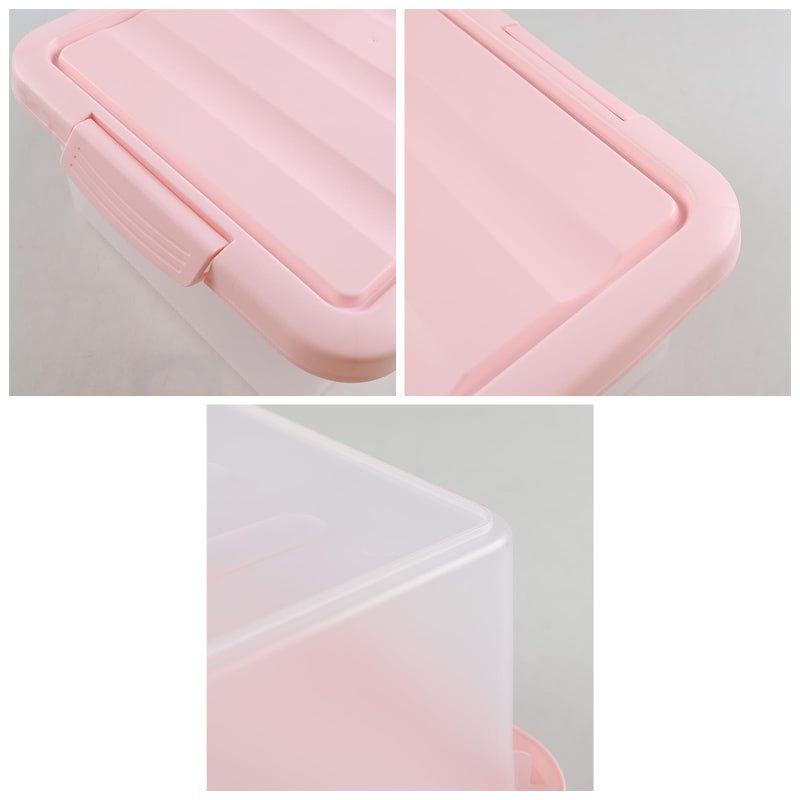 Qqbine 14 Quart Plastic Latching Storage Box, Plastic Underbed Storage Bin with Pink Lids, 2 Packs - Image 3