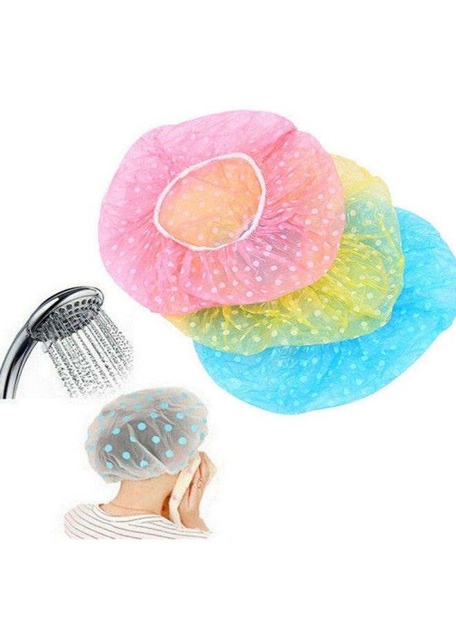 Abhsant Shower Cap Freesize Reusable Waterproof Elastic Bathroom For Homes Spas Salons Hair Treatment Beauty Parlours (Polka Dot Design) Best Gift For Girl Women Boy Men (Pack Of 2) - Image 1
