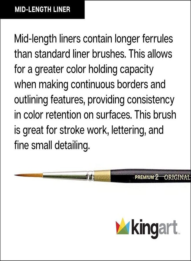 KINGART Premium Original Gold 9375-1 MID-Length Liner Series Artist Brush, Golden Taklon Synthetic Hair, Short Handle, for Acrylic, Watercolor, Oil and Gouache Painting, Size 1 - Image 2
