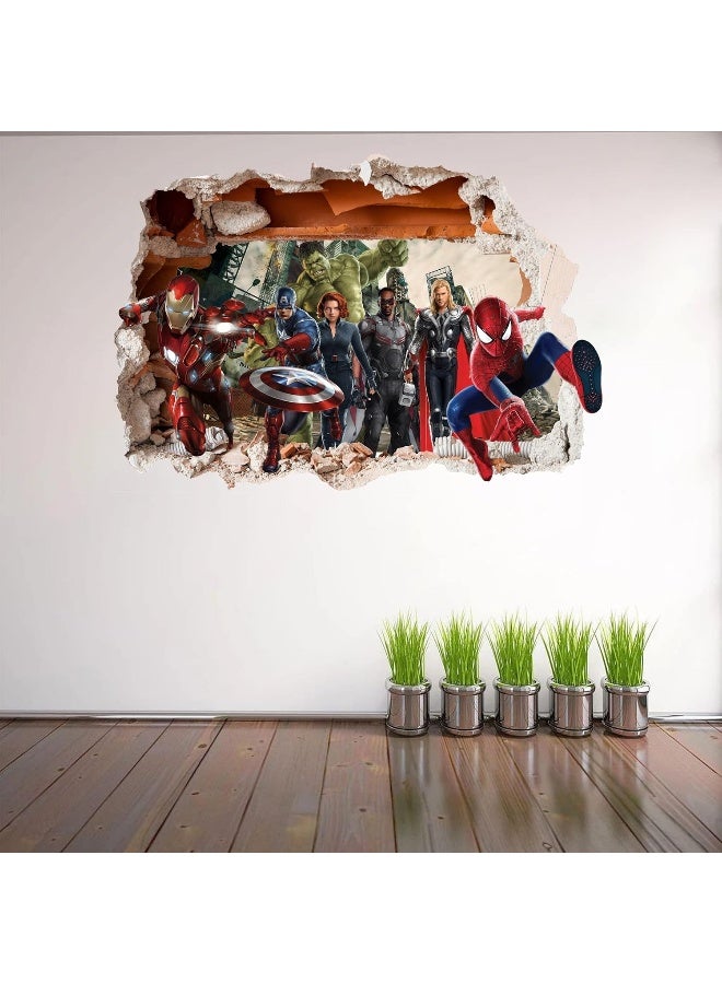 Wthh Superhero Wall Decal Removable Sticker Boys Room Decor Kids Vinyl Wall Sticker - Boys Girls Bedroom Superhero Wall Decor - 32" x 23" (Large) - Image 2