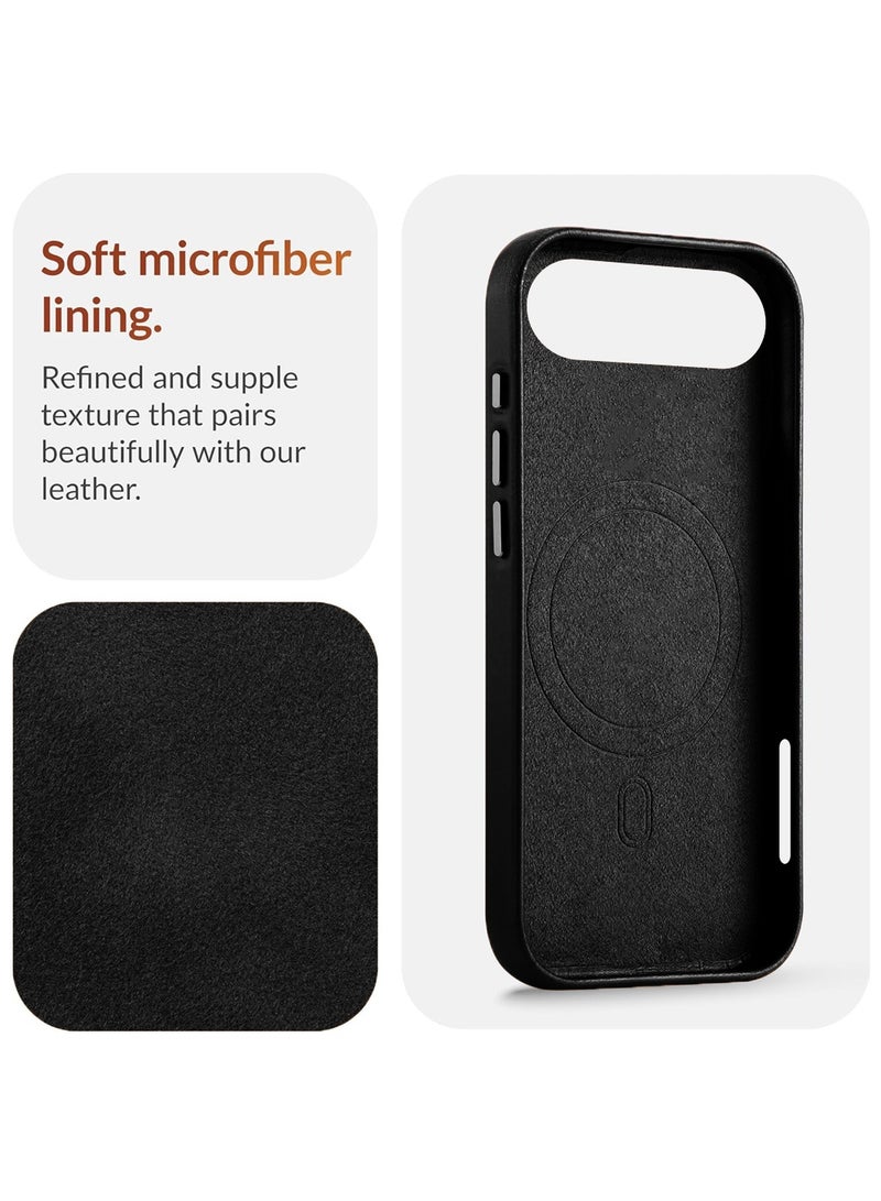 Wtech Apple iPhone 17 Air 5G 2025 Luxury Leather Magnetic Wireless Charging Case Original MagSafe Shockproof Case Cover (MCMPMN) - Black - Image 2