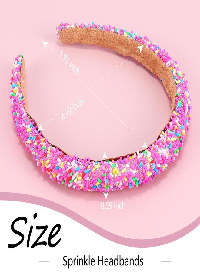 Vovii Candy Headbands for Women Girls, Sprinkle Donut Fun Candy Hair Accessories for Women's Hair Non Slip, Colorful Glitter Thin Padded Headbands for Women (2Pcs) - Image 3